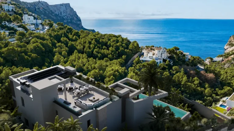 Villa de lujo en construcción en Cala Llamp Andratx con piscina infinity