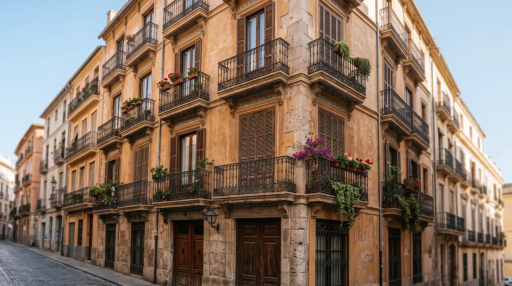 Edificio residencial valenciano en esquina, candidato a inversión inmobiliaria y uso turístico en la Comunidad Valenciana